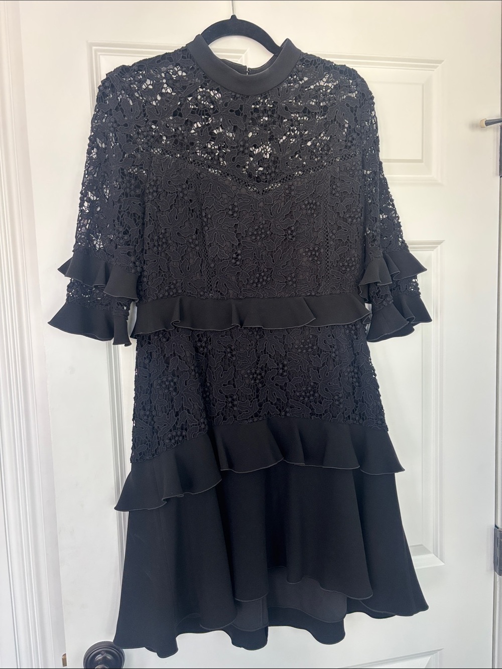 Rachel Zoe Black Lace Ruffle Mini Dress